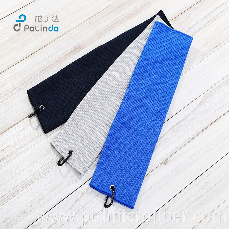 microfiber waffle golf towel with hook